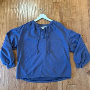 Aerie Easy Street blue oversized tie neck sweater size small thumbnail 7