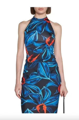 Louisa Ballou Halter Top Night Blooming Orchid Womens Size XS thumbnail 2