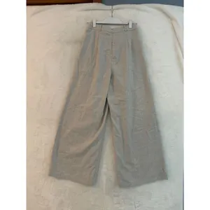 Commense NWT Herringbone Wide Leg Pants Women Small Beige Linen Blend Pleated S thumbnail 3