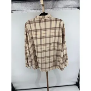 Dizzy Lizzy Plaid Flannel Button Down Shirt Large Cream thumbnail 12