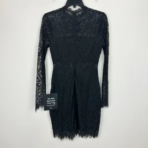 Lulus Appetite for Seduction Black Lace Long Sleeve Dress Party Gothic Small NWT thumbnail 5