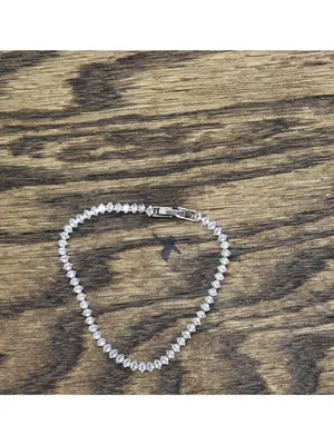 NEW Crystal Marquise Safety Clasp Tennis Bracelet Silver Gray / Clear 7" thumbnail 2