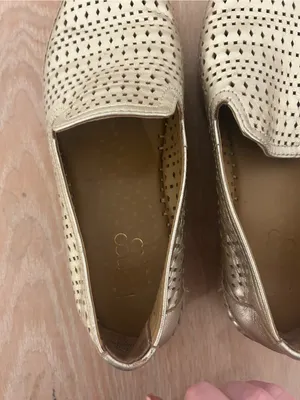Franco Sarto Perforated Metallic Slip-On Loafers in Champagne thumbnail 2