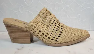Seven Dials Womens Mule Heels 8 Brown‎ Cognac Woven Quinton Pointed Toe Clogs thumbnail 1
