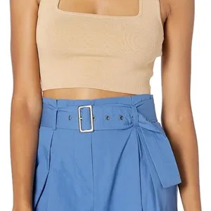 The Drop Halter Crop Top in Butter Yellow thumbnail 1