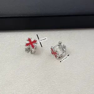 Small Cross Hoop Earrings for Men Women Streetwear Hip Hop Punk Unisex Style thumbnail 3