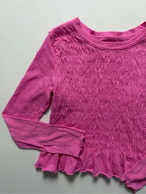 Free People We The Free Sylvie Smocked Long Sleeve, Pink, Size S thumbnail 3