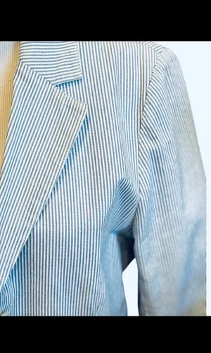 Boden Seersucker Blazer Blue White Striped Tailored Jacket US 10 UK 14 thumbnail 4
