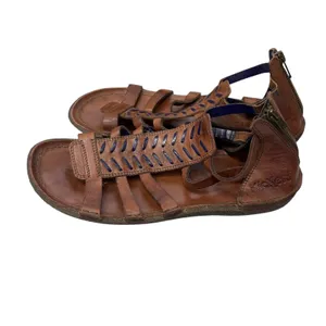 Kickers Women's Brown Leather Gladiator Sandals‎ Back Zip Strappy Retro Boho 41 Size 9 thumbnail 3
