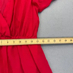 Alice + Olivia Red 100% Silk Bell Sleeve V-Neck Mini Dress C305530600 thumbnail 4