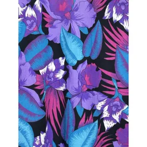 Caribou Button Up Hawaiian Size 12 Woman's Y2K Blue Purple Black Cotton Blend thumbnail 4