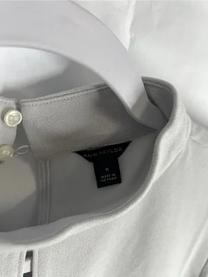 Ann Taylor Gray Mixed Media Mock Neck Blouse Size M thumbnail 3