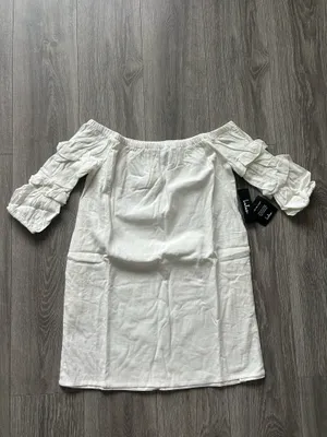 New Lulus By the Pier White Off-the-Shoulder Mini Dress MSRP $49 thumbnail 6