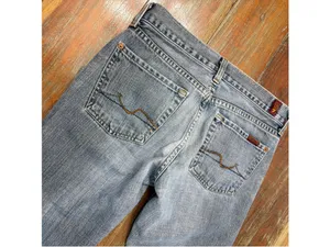 7 For All Mankind Bootcut VTG Y2K Jeans Raw Cut Hem Made in USA 100% Cotton 26 thumbnail 11