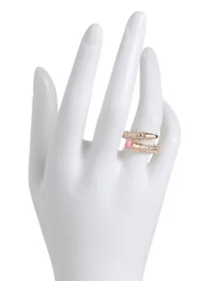 BETSEY JOHNSON Gold Plated Pave Crystal Pencil Wrap Band Ring Gift Box Size 7.5 thumbnail 2