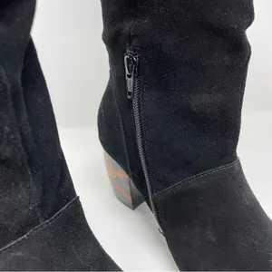 LAmour Des Pieds Pamby Black Suede Ruched Western inlaid Heel Boots womens 6 thumbnail 7