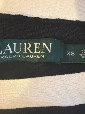 Lauren Ralph Lauren XS Black White Colorblock Belted Sheath Dress Stretch Knit thumbnail 8