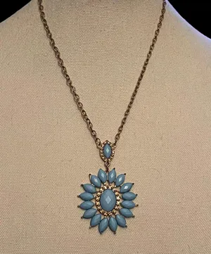 Blue Faceted Flower Statement Necklace thumbnail 1