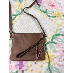 Artisan BY LANG Brown Faux Leather Tassel Crossbody Shoulder‎ Bag thumbnail 2