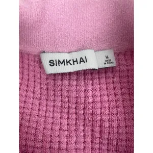 Jonathan Simkhai Whitten Pink Ribbed Knit Cropped Polo Top Size M thumbnail 8