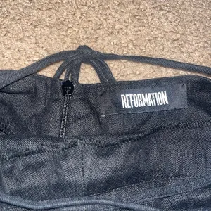 Reformation Oregano Jumpsuit Lace‎ Up Back Linen Black 2 thumbnail 7