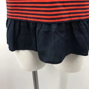 J Crew sleeveless orange navy blue ruffle top thumbnail 5