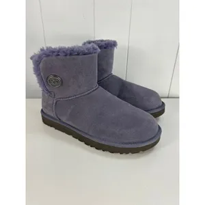 UGG MINI BAILEY SNAPS Graystone SHEEPSKIN WOMEN'S BOOTS. Women's Size 9. NEW thumbnail 2