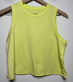 Lululemon Women Cotton Crop Tank Top 4 Electric Lemon Classic-fit Workout Gym thumbnail 1