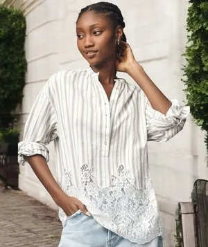 Pilcro Anthropologie Lacey Tunic Coastal Travel Cottagecore Feminine Dainty XS thumbnail 1