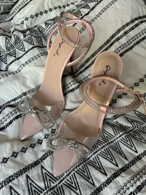 Qupid Blush and Clear Embellished Heels thumbnail 2