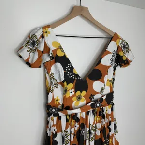 Dodo Bar Or Jenny Long Dress Brown Retro Floral Maxi Size Medium Womens thumbnail 12