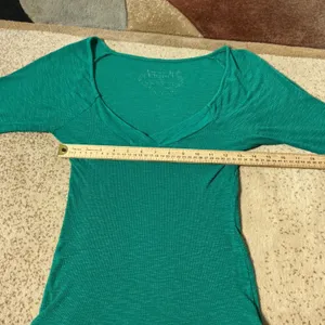 Free‎ People Indie Sleaze Green Waffle Knit Thermal Long Sleeve Top S 7S624 thumbnail 3