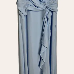 David’s Bridal Ice Blue Sleeveless High Neck Draped Front Brisdesmaid Gown 10 thumbnail 8