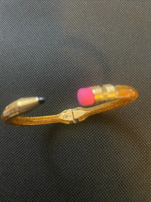 Betsey Johnson Gold Pencil-Style Bangle Bracelet with Pink Accent thumbnail 3