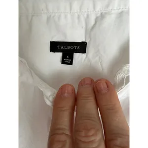 Talbots White Cotton Poplin Eyelet Blouse | Size Small thumbnail 5
