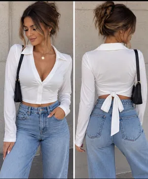 White Windsor Crop Top Long Sleeve S thumbnail 2