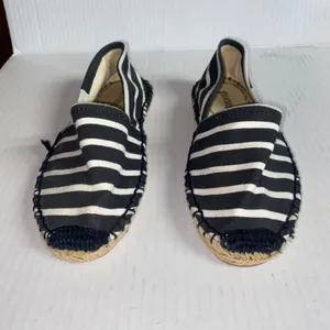 Soludos Black & White Striped Slip-On Flat Espadrilles Women's Size 5 thumbnail 2