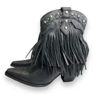 Zigi Finlandia Fringe Western Boot Black Size 7 Women's‎ New thumbnail 2
