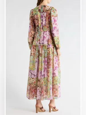 Love by Design Anna Long Sleeve Button Front Maxi Dress L thumbnail 4