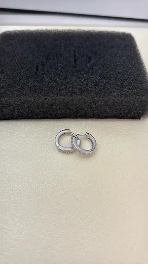 12mm CZ Small Hoop Earrings for Men Women Streetwear Punk Hip Hop Unisex Earring thumbnail 5