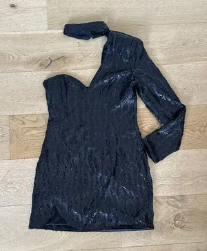 Michael Costello x Revolve - Annie Sequin Mini Dress in Black thumbnail 1