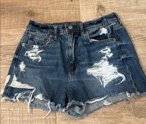 American Eagle Outfitters Blue Jean Shorts Distressed Frayed thumbnail 1