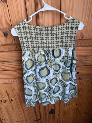 Axcess by Liz Claiborne Olive,Blue and Cream Abstract Sleeveless Tank Size Large thumbnail 6