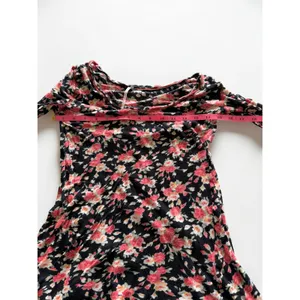 Free People Floral Scoop Neck Long Sleeve Top Black Pink Cotton Small thumbnail 5