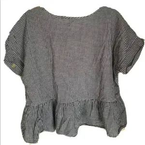 Girl Krazy Gingham Plaid Pineapple Print Peplum Blouse Women Size Large thumbnail 4