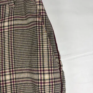 Abercrombie & Fitch Simone High Rise Ankle Flare Plaid Pants Tan Burgundy Size S thumbnail 10