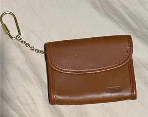 Coach Tan Leather Wallet with Gold Chain thumbnail 1