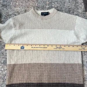 Enzo Mantovani Italy 100% Cashmere Sweater Womens M Brown Neutral Colorblock thumbnail 6