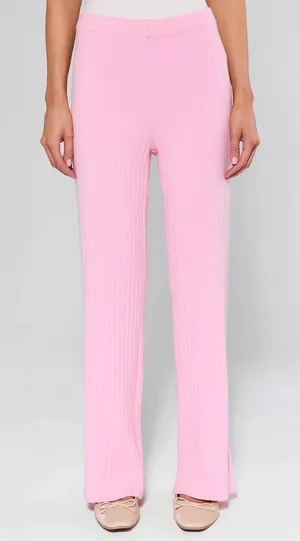 NWT Avara Wishlist Brianna Pink Ribbed Knit Pants Large Stretch Comfy‎ Lounge thumbnail 1