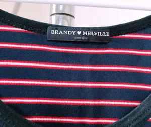 Brandy Melville Red And Navy Striped Cami Tank Top thumbnail 3